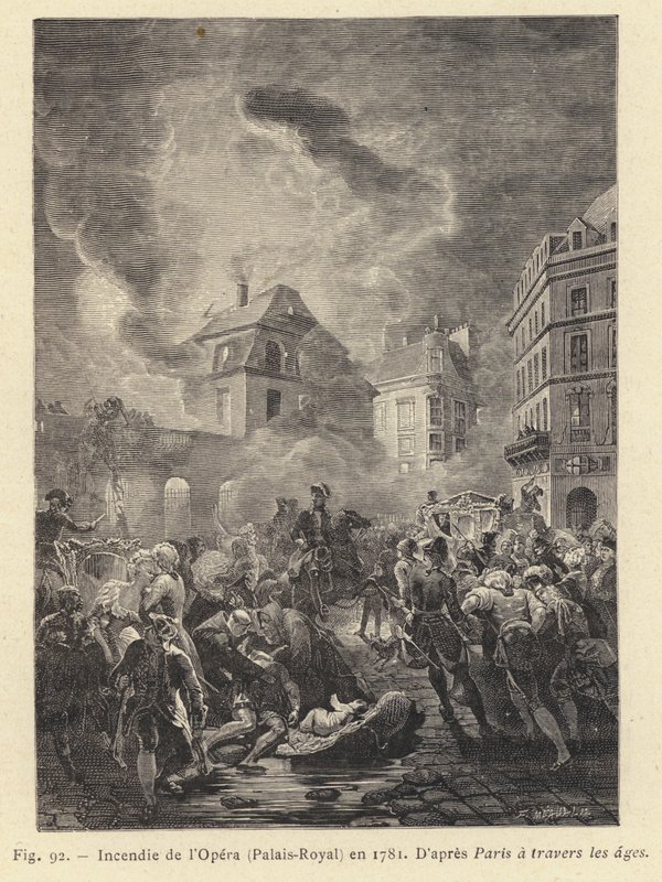 Palo Operassa, Palais-Royal, vuonna 1781 (kaiverrus) tekijältä French School