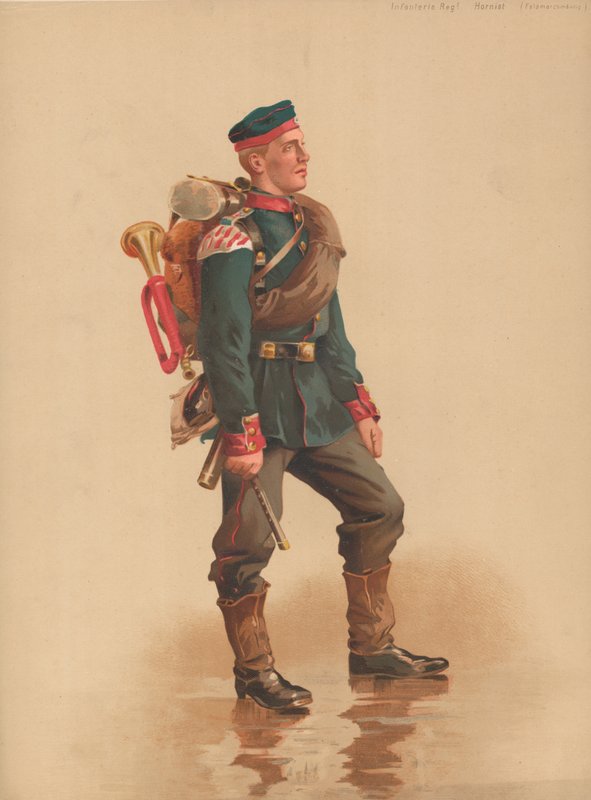 Jalkaväki regt bugler, kenttämarssimassa tekijältä French School