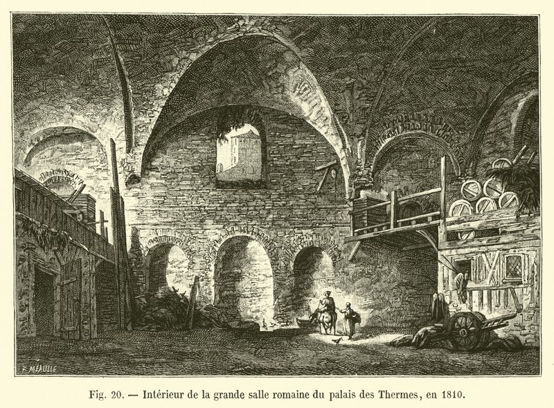 Palais des Thermesin suuren roomalaisen salin sisustus vuodelta 1810 tekijältä French School