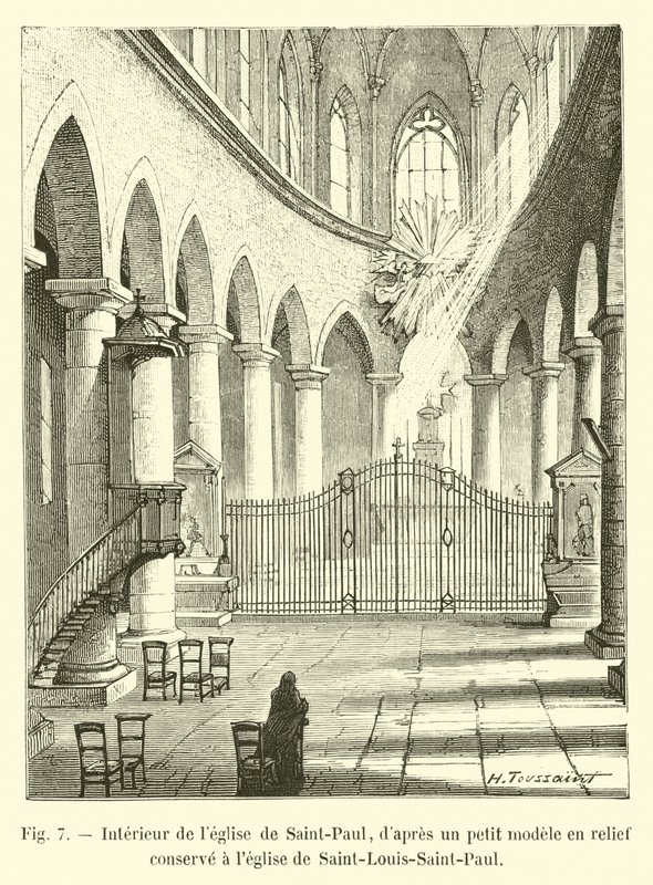 Saint-Paulin kirkon sisustus, Saint-Louis-Saint-Paulin kirkossa säilytetystä pienestä kohokuvioisesta mallista tekijältä French School