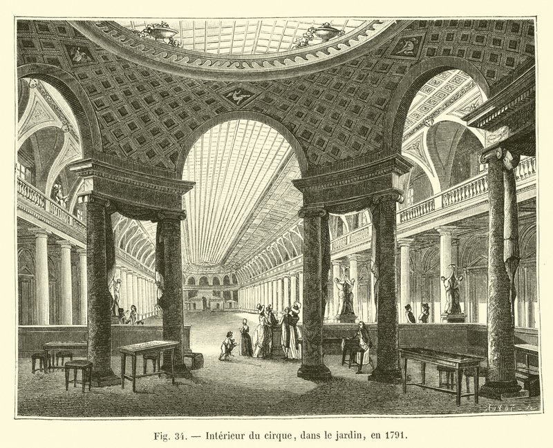 Sirkuksen sisäpiha, puutarha, 1791 tekijältä French School