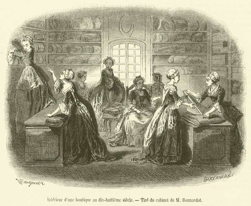 1700-luvun liikkeen sisustus (kaiverrus) tekijältä French School