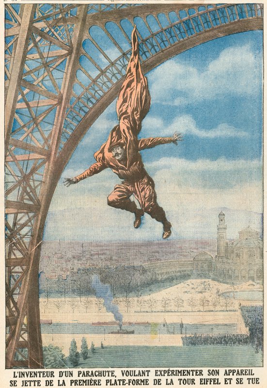 Laskuvarjon keksijä hyppää Eiffel-tornista tekijältä French School