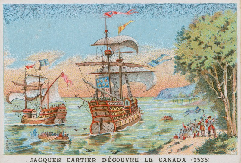 Jacques Cartier löytää Kanadan, 1535 tekijältä French School
