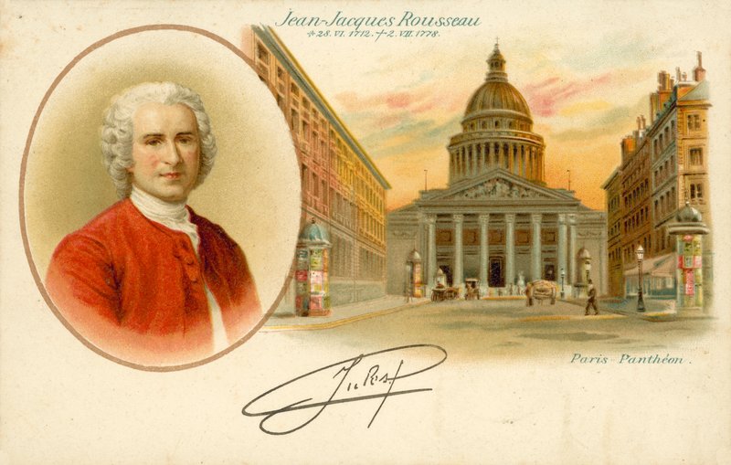 Jean-Jacques Rousseau, Pariisin Pantheon (värilitho) tekijältä French School