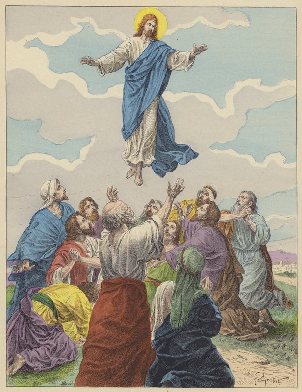 Jeesus Kristus, Ascension (väri litho) tekijältä French School
