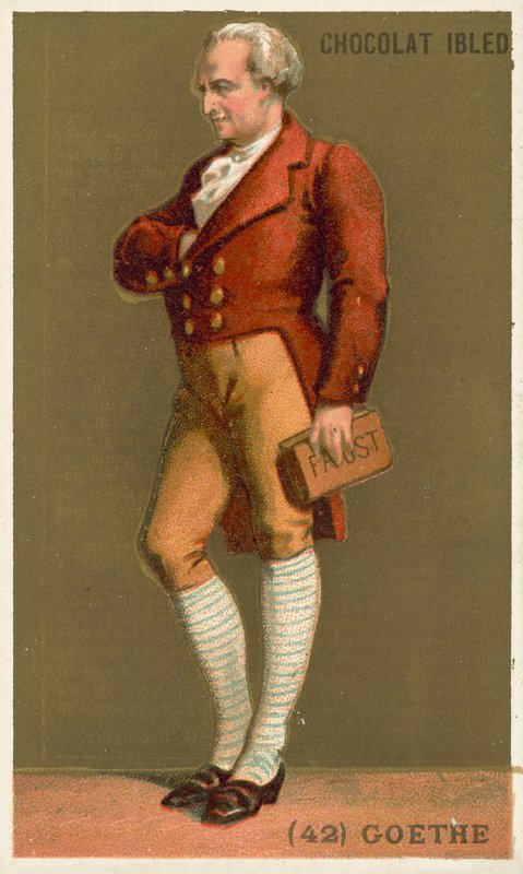 Johann Wolfgang von Goethe, saksalainen runoilija, kirjailija ja näytelmäkirjailija (chromolitho) tekijältä French School