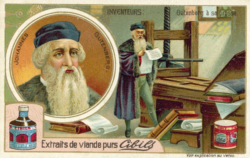 Johannes Gutenberg - painokoneen keksijä tekijältä French School
