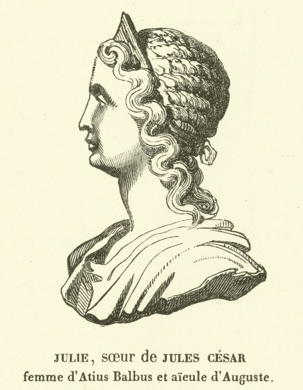 Julia Minor, Julius Caesarin sisar, Marcus Atius Balbusin vaimo ja Augustuksen äidin isoäiti (kaiverrus) tekijältä French School
