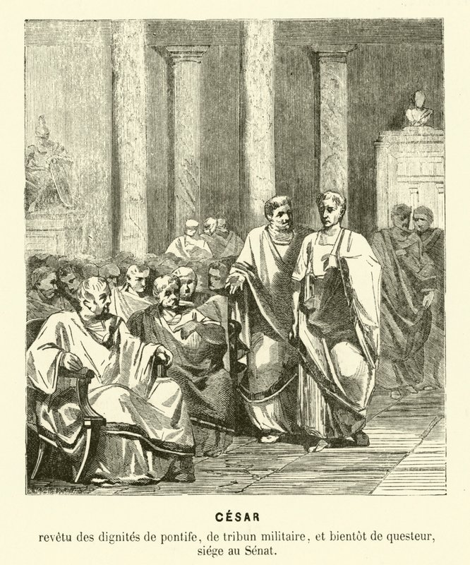 Julius Caesar Rooman senaatissa (kaiverrus) tekijältä French School