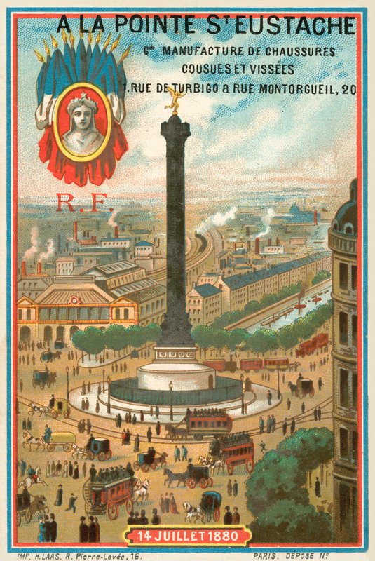 Heinäkuun sarake Ranskan vuoden 1830 vallankumouksen muistoksi, Pariisi (chromolitho) tekijältä French School