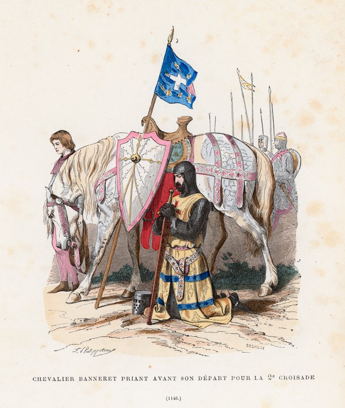 Ritari rukoilee ennen lähtöä toiselle ristiretkelle, 1146 tekijältä French School