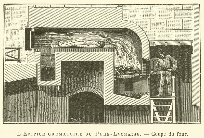Pere-Lachaisen krematorio, uunin osa (kaiverrus) tekijältä French School