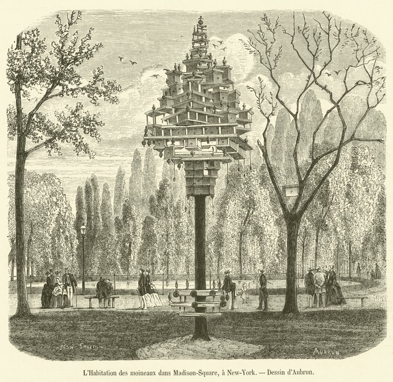 The House of Sparrows Madison Squarella, New Yorkissa (kaiverrus) tekijältä French School