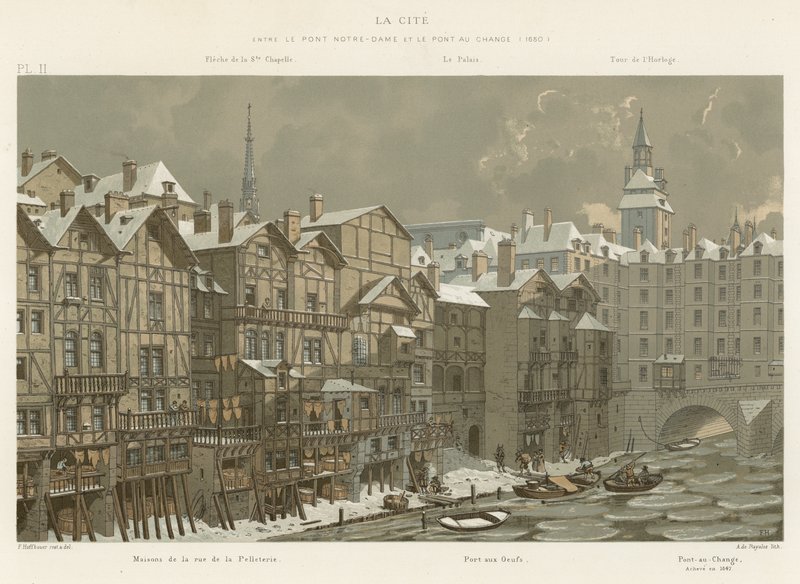 La Cite, Pont Notre-Damen ja Pont au Changen välissä, 1650 tekijältä French School