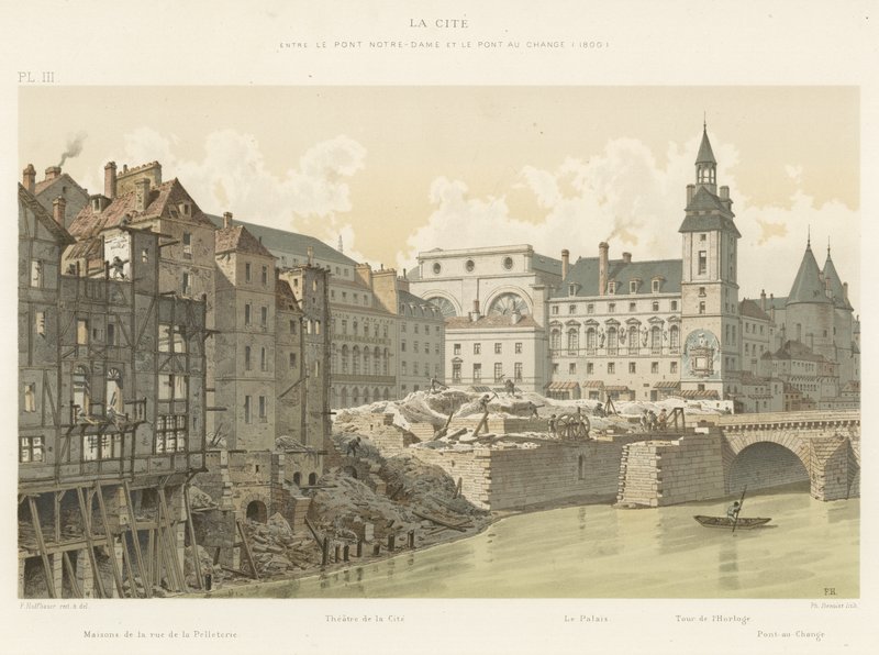 La Cite, Pont Notre-Damen ja Pont au Changen välissä, 1800 tekijältä French School