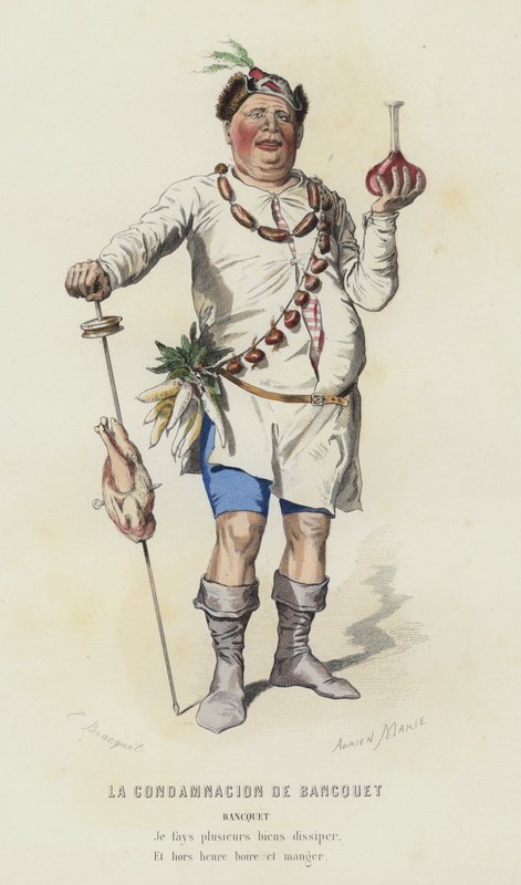 The Damnation of Bancquet (värillinen kaiverrus) tekijältä French School