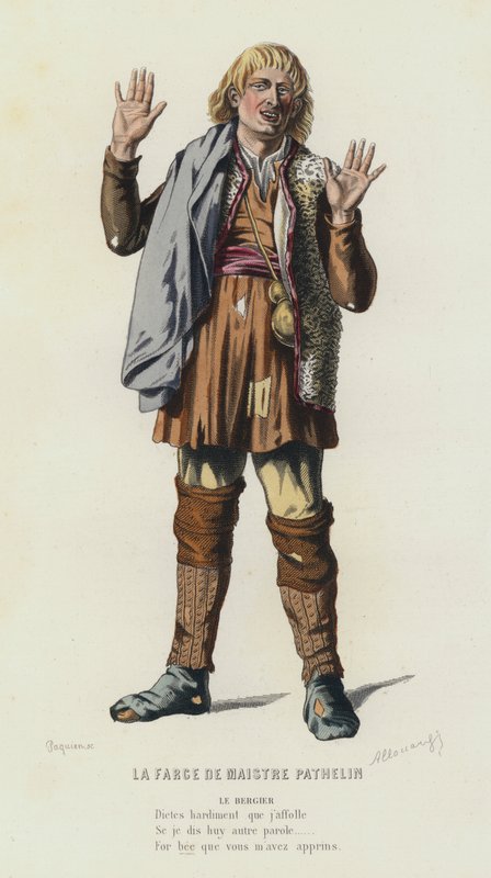 La Farce De Maistre Pathelin (värillinen kaiverrus) tekijältä French School