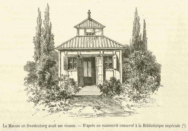 Talo, jossa Swedenborg näki näkynsä (kaiverrus) tekijältä French School