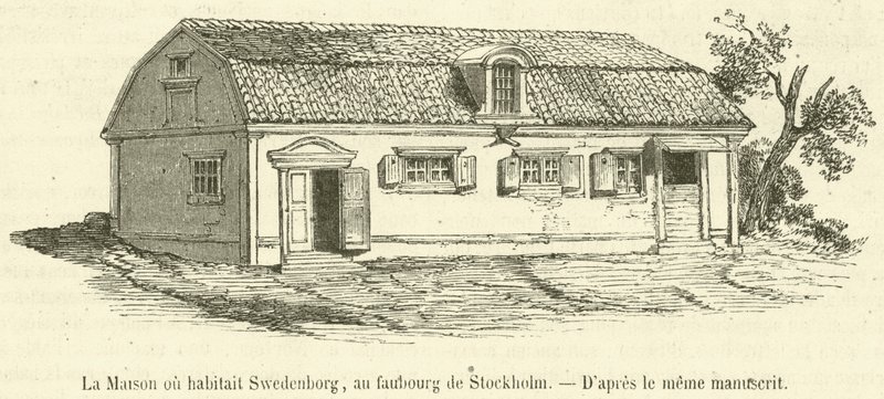 Talo, jossa Swedenborg asui, Tukholman esikaupunkialueella (kaiverrus) tekijältä French School