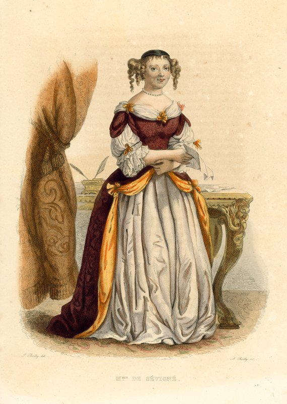 La Marquise de Sevigne (värillinen kaiverrus) tekijältä French School