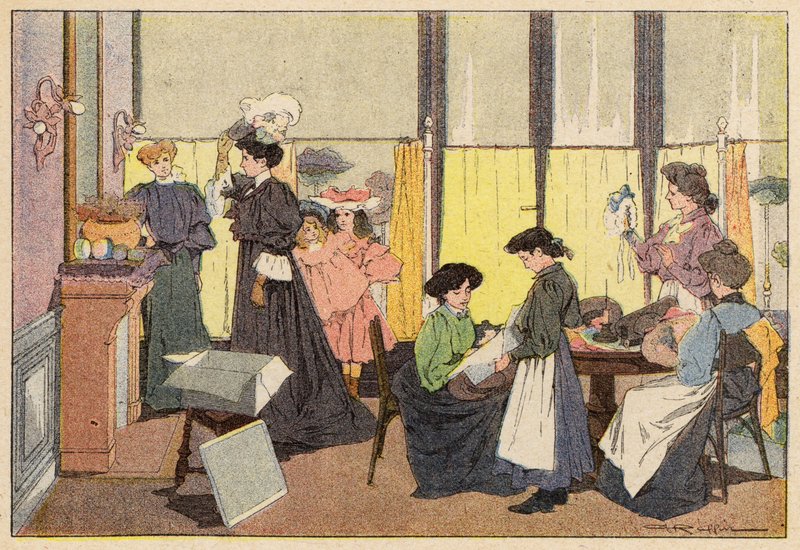 The Milliner, The Milliner (väri litho) tekijältä French School