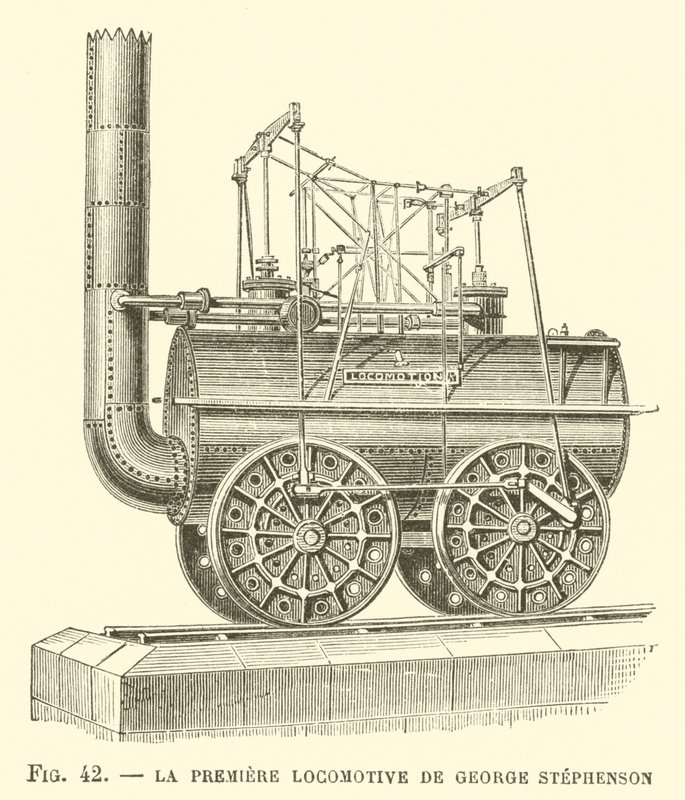 La Premiere Locomotive de George Stephenson (kaiverrus) tekijältä French School