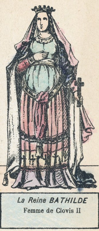Kuningatar Bathilde, Clovis II:n vaimo (värillinen kaiverrus) tekijältä French School