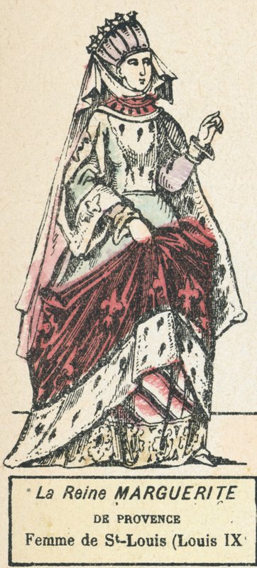 Provencen kuningatar Marguerite, St-Louisin vaimo (Louis IX) (värillinen kaiverrus) tekijältä French School