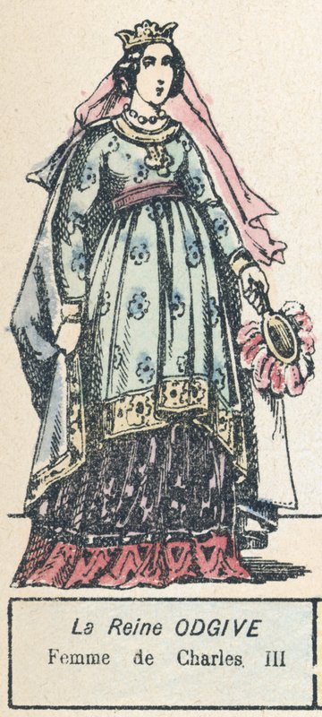 Queen Odgive, Kaarle III:n vaimo (värillinen kaiverrus) tekijältä French School