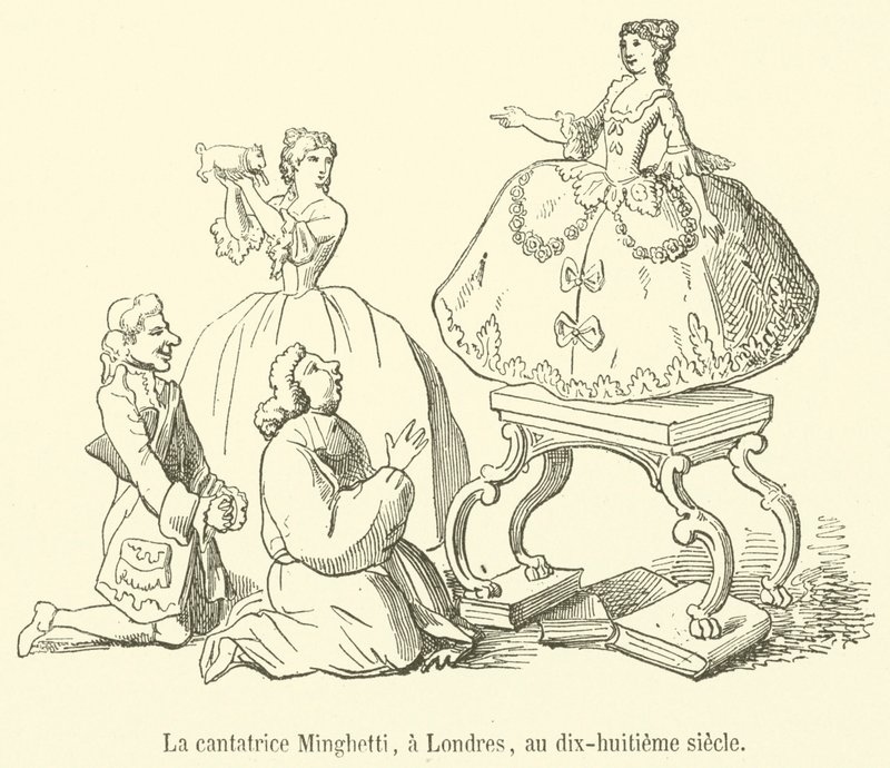 Laulaja Minghetti, Lontoossa, 1700-luvulla (kaiverrus) tekijältä French School