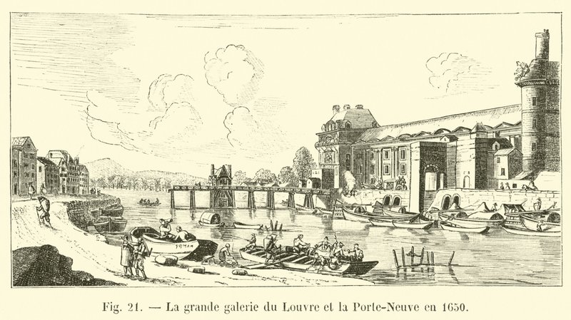 Louvren ja Porte-Neuven suuri galleria vuonna 1650 tekijältä French School