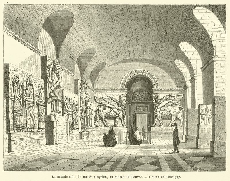 Assyrialaisen museon suuri sali Louvren museossa tekijältä French School