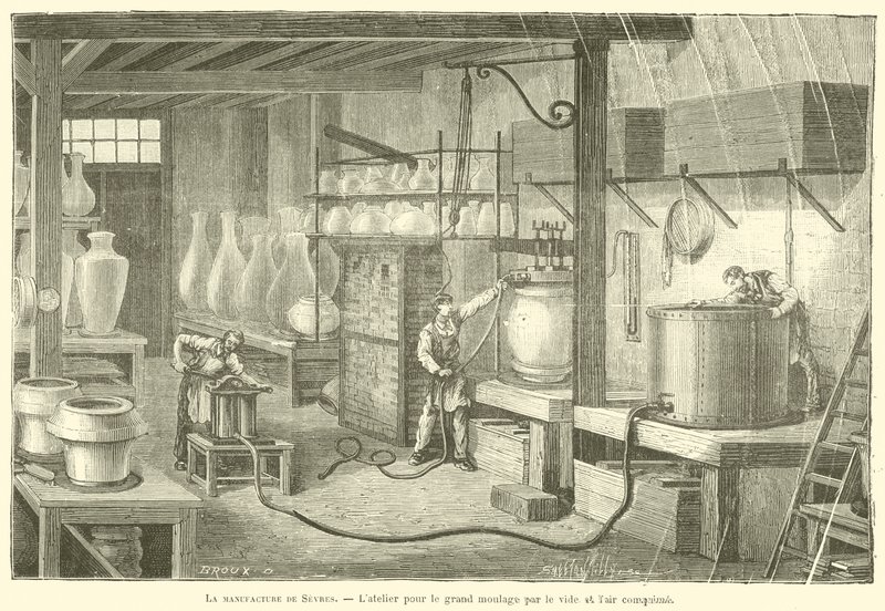 Sevresin tehdas, suuren mittakaavan tyhjiö- ja paineilmamuovaus (kaiverrus) tekijältä French School