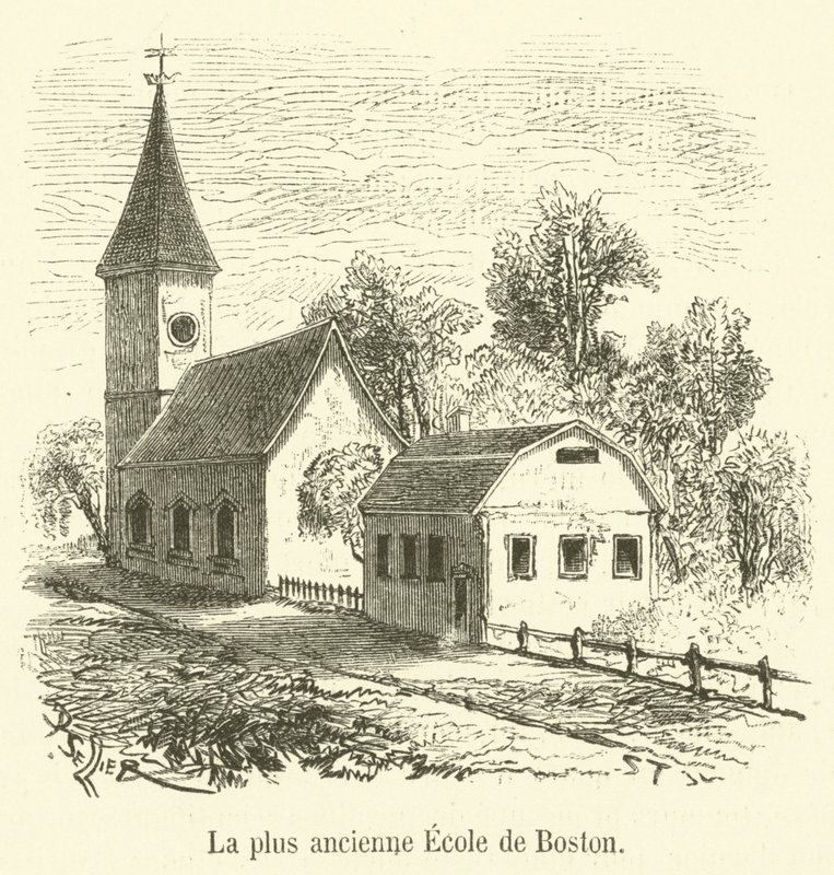 Bostonin vanhin koulu (kaiverrus) tekijältä French School