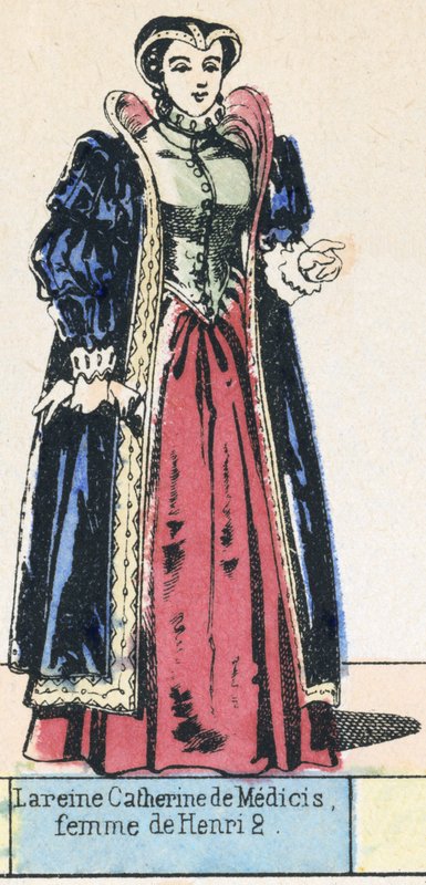 La reine Catherine de Medici, femme de Henri 2 (värinen kaiverrus) tekijältä French School