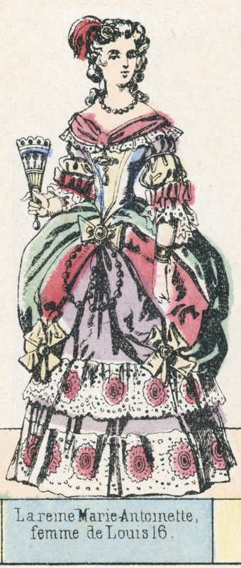 Kuningatar Marie-Antoinette, Louis 16:n vaimo (värillinen kaiverrus) tekijältä French School