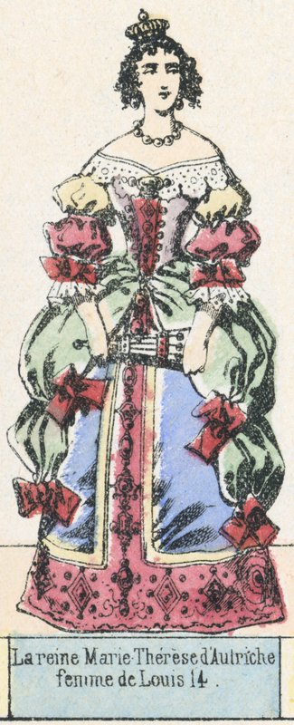 Itävallan kuningatar Marie Therese, Louis 14:n vaimo (värillinen kaiverrus) tekijältä French School