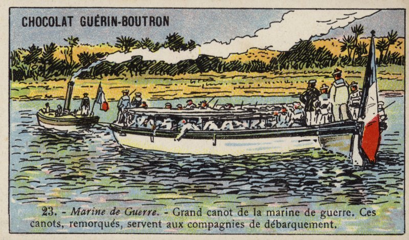 Iso ranskalainen laivaston leikkuri (chromolitho) tekijältä French School