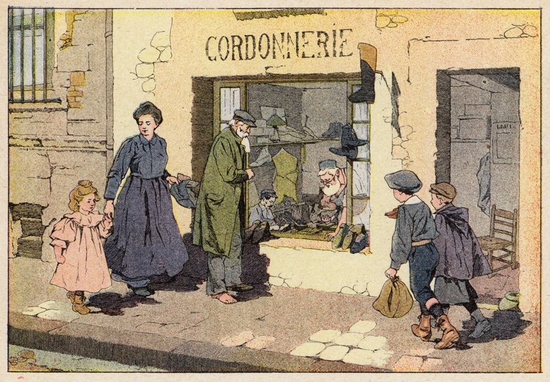 Le Cordonnier, The Shoe Maker (väri litho) tekijältä French School