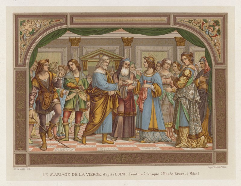 Neitsyen häät Luinin jälkeen, freskomaalaus, Brera-museo, Milano tekijältä French School