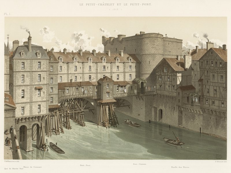 Petit-Chatelet ja Petit-Pont, 1717 tekijältä French School