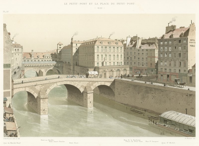 Petit-Pont ja Place du Petit-Pont, 1830 tekijältä French School