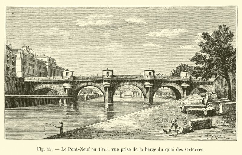 Pont-Neuf vuonna 1845, näkymä Quai des Orfevresin rannalta tekijältä French School