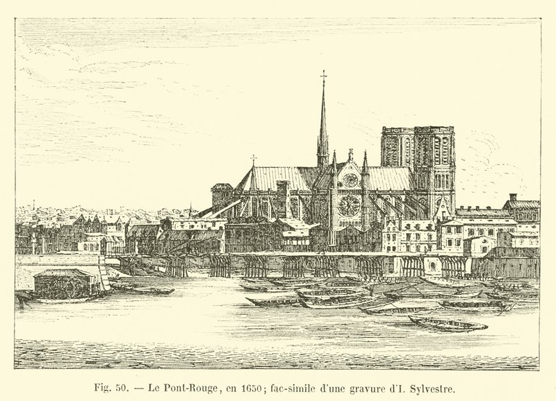 Punainen silta, vuonna 1650; faksimile Sylvestren kaiverruksesta tekijältä French School