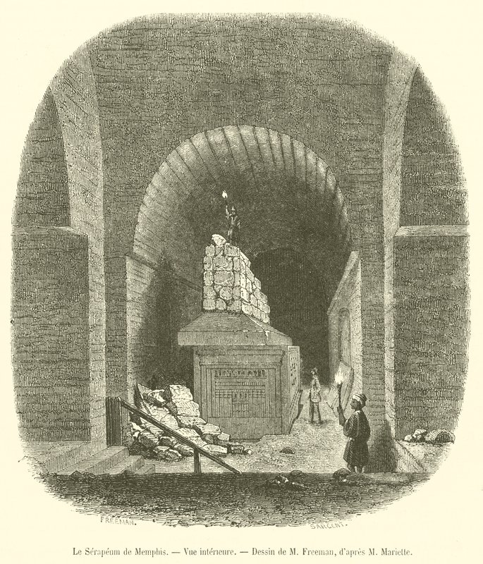 Memphisin Serapeum, sisänäkymä (kaiverrus) tekijältä French School