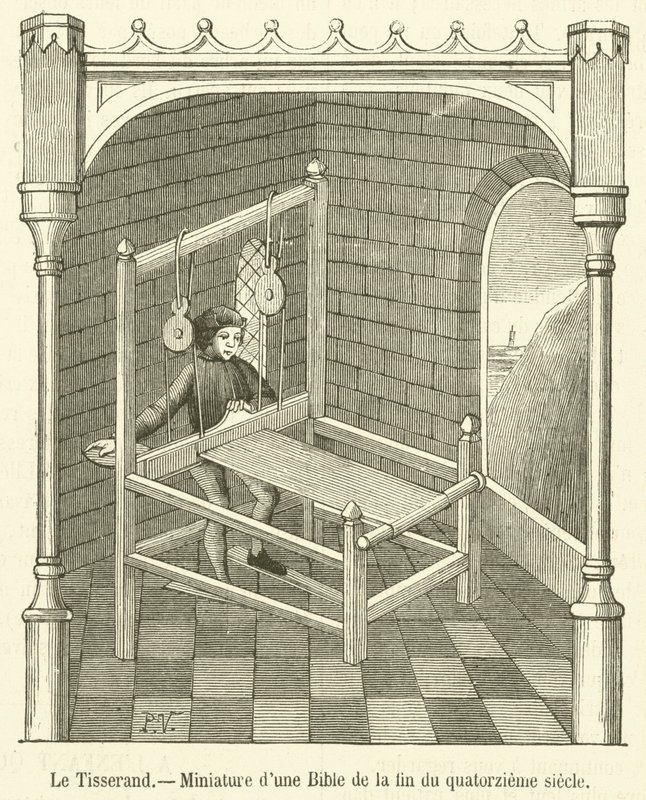 Weaver, pienoismalli 1400-luvun lopun Raamatusta (kaiverrus) tekijältä French School
