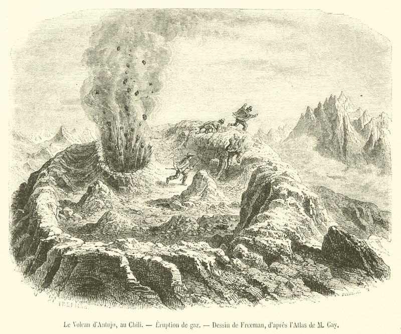Antujo Volcano, Chile, Kaasunpurkaus (kaiverrus) tekijältä French School