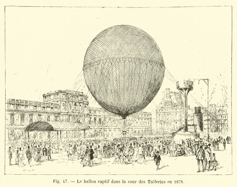 Vangittu ilmapallo Tuileriesin pihalla vuonna 1878 tekijältä French School