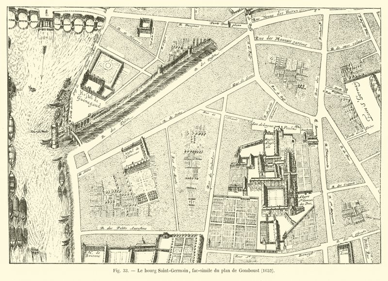Bourg Saint-Germain, faksimile Gomboustin suunnitelmasta, 1652 tekijältä French School